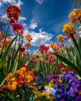 春の庭を彩る花々の写真