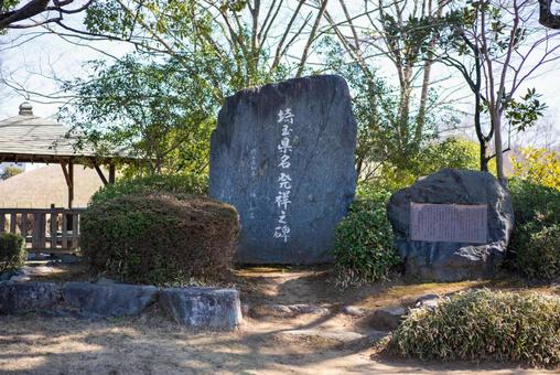 埼東県名発祥之碑の風景 石碑,記念碑,碑文の写真素材