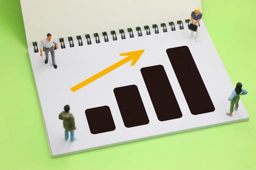上向きグラフ　業績アップのイメージ 上向き,業績up,棒グラフの写真素材