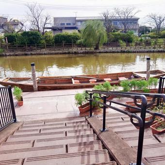 潮来の船着場 潮来,ろ船,船着場の写真素材