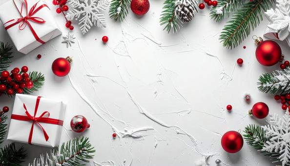 クリスマスをイメージした白背景 クリスマスをイメージした白背景の写真