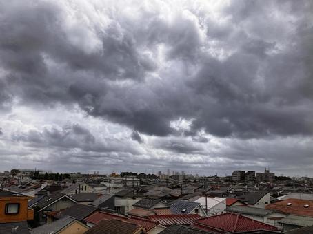Photo, typhoon, cloud, townscape, 