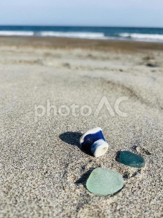 海で見つけたシーグラス 海,シーグラス,海辺の写真素材