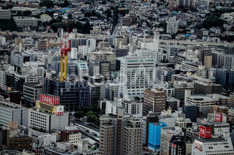 横浜ランドマークタワーから見える都市風景 横浜,横浜市,横浜みなとみらいの写真素材