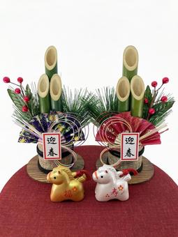 年賀状素材・干支・午年・門松 年賀状,年賀状素材,干支の写真素材