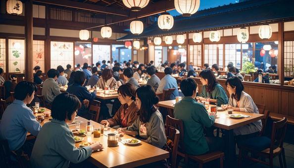 居酒屋で食事やお酒を楽しむ人々 居酒屋で食事やお酒を楽しむ人々の写真