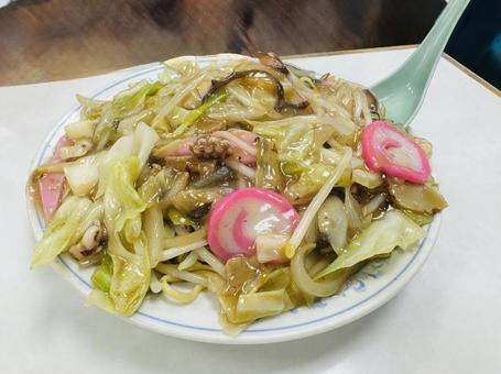 皿うどん太麺 皿うどん太麺 皿うどん,あんかけ,長崎の写真素材