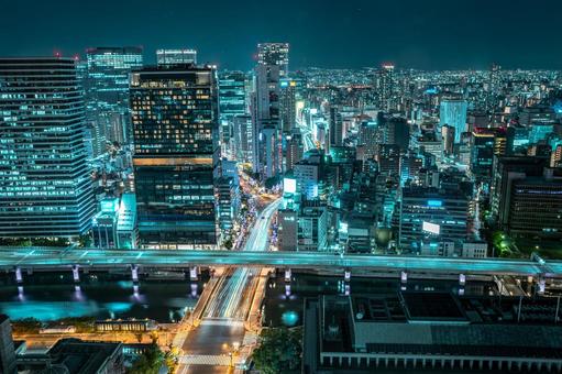 淀屋橋夜景 淀屋橋夜景 淀屋橋,うめきた,かっこいいいの写真素材
