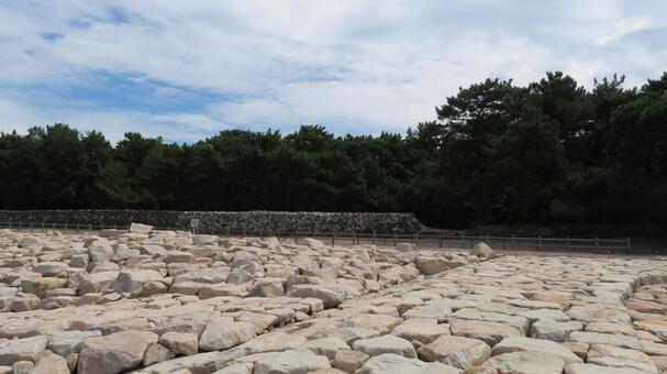 元寇防塁　復元　生の松原海岸　海側から 元寇防塁,石築地,蒙古襲来の写真素材