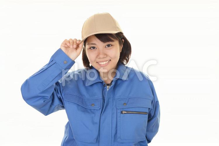 笑顔の女性作業員 ビジネス,女性,作業員の写真素材