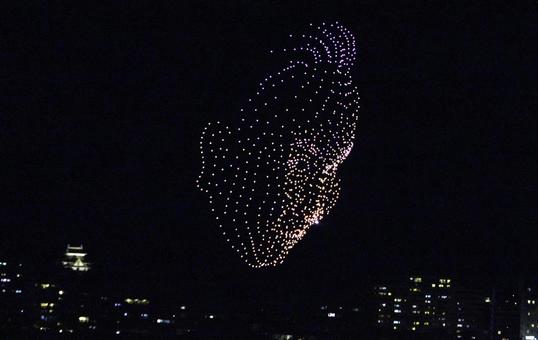 夜景/松江水郷祭・ドローンショー 夜景/松江水郷祭・ドローンショー 夜景,ドローン,イベントの写真素材