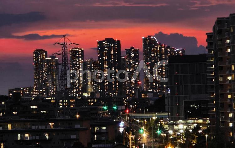 マジックアワー　川崎　武蔵小杉 マジックアワー,風景,夜景の写真素材