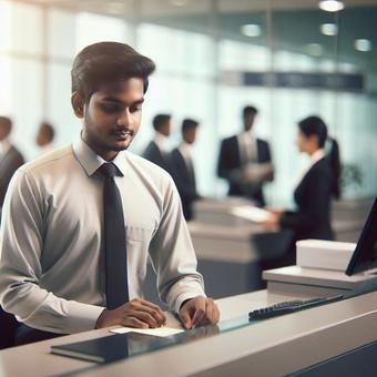オフィスの男性社員 オフィスの男性社員の写真