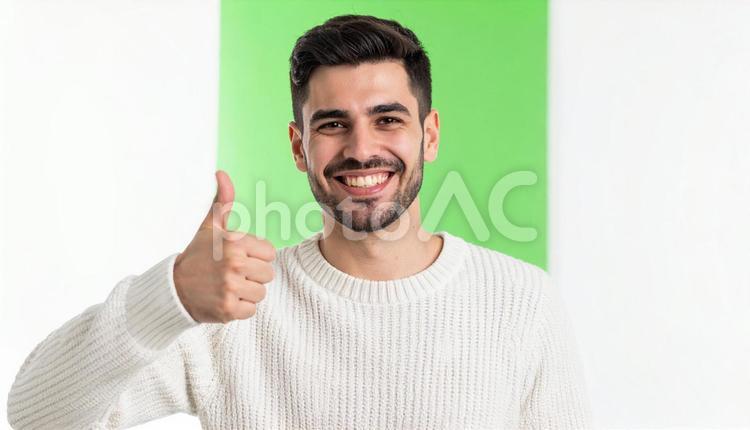サムズアップする男性3 サムズアップ,男性,笑顔の写真素材