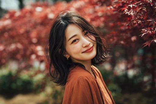 紅葉と女性-13 紅葉と女性-13の写真