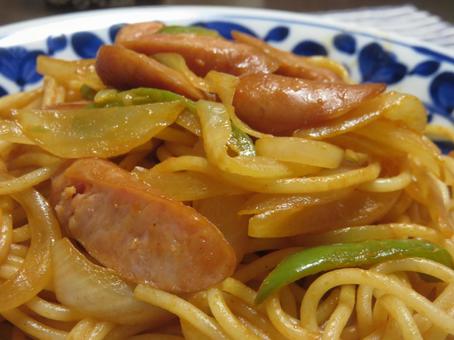 ナポリタン ナポリタン ナポリタン,スパゲティ,パスタの写真素材