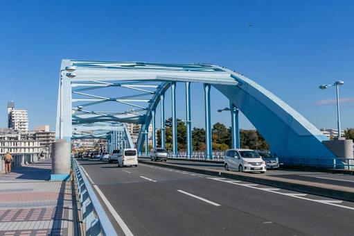 【神奈川】丸子橋2 多摩川,丸子橋,道路の写真素材