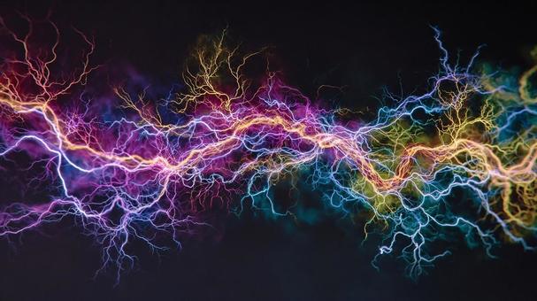 カラフルな電気エネルギーの波 カラフルな電気エネルギーの波の写真