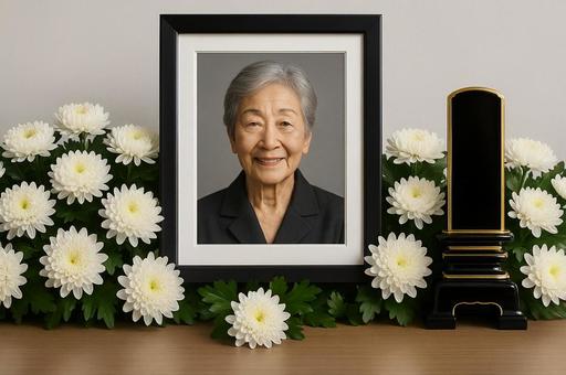 遺影と位牌を整えた祭壇構図 遺影と位牌を整えた祭壇構図の写真