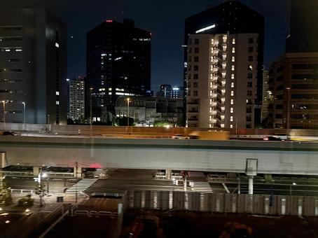 夜のゆりかもめからの景色 夜のゆりかもめからの景色 街,キラキラ,ネオンの写真素材
