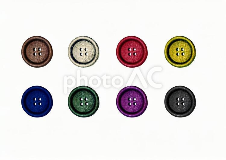 カラフルボタン８色　切り抜き素材（PSD） 切り抜き素材,ボタン,手芸の写真素材