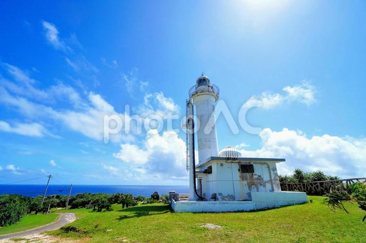 沖縄・与那国島西埼にある日本最西端の灯台 与那国島,日本最西端,西崎の写真素材