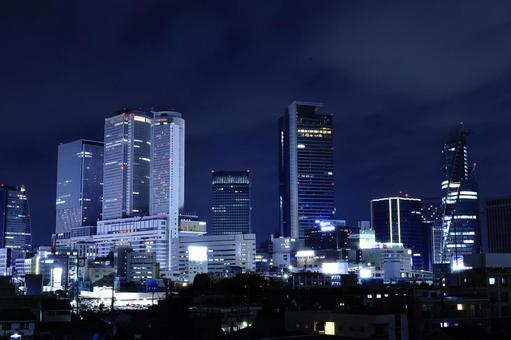 綺麗に撮れた名古屋駅の夜景０２ 名古屋駅,夜景,ビルの写真素材