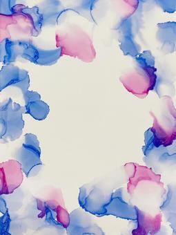 アルコールインクアート　青　紫の写真