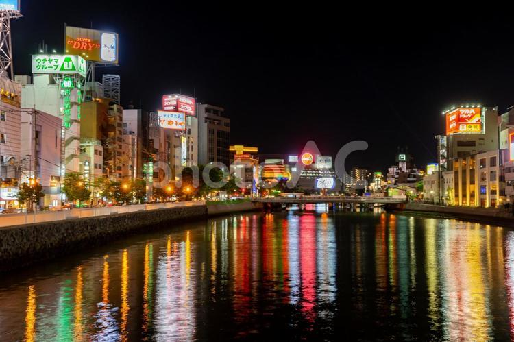 博多　那珂川の夜景 博多,夜景,那珂川の写真素材