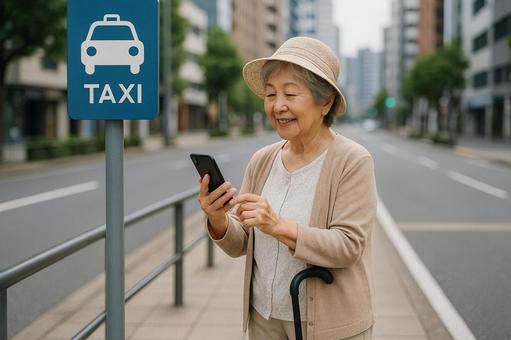 シニアスマホアプリライドシェア配車待機 シニアスマホアプリライドシェア配車待機の写真