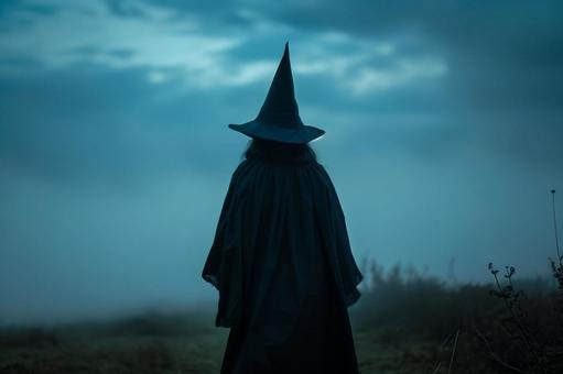 魔女の後ろ姿シルエット 魔女の後ろ姿シルエットの写真
