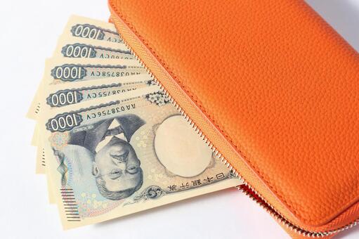 千円と財布 千円,財布,札の写真素材