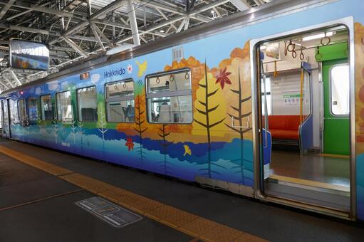 石北線を走る臨時列車 北海道,石北線,臨時列車の写真素材