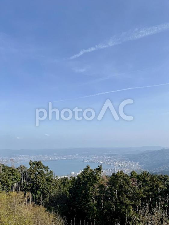 比叡山から望む滋賀・大津の市街地と琵琶湖 滋賀,京都,大津の写真素材