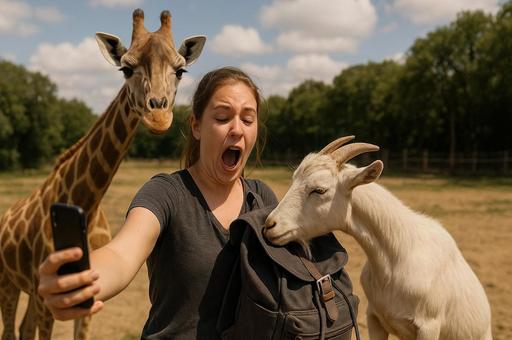 ヤギに襲われる自撮り写真の写真