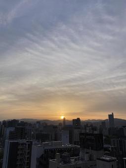 夕焼けの広島市街 夕焼けの広島市街の写真
