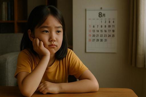Children who can't go anywhere due to differences in summer vacation experiences, summer vacation, experience gap, boring, JPG