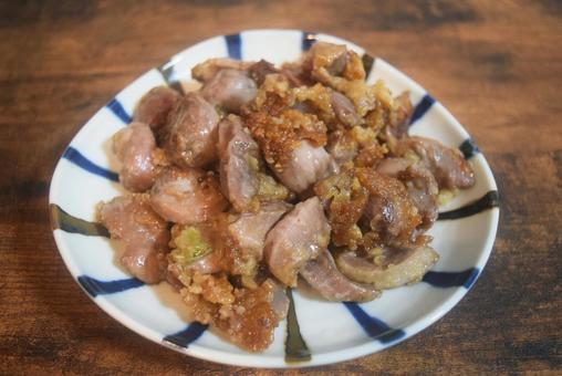砂肝のガーリック炒め 砂肝,鶏肉,ガーリックの写真素材