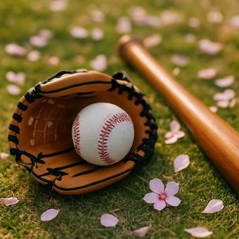 桜のグラウンド野球 桜のグラウンド野球の写真