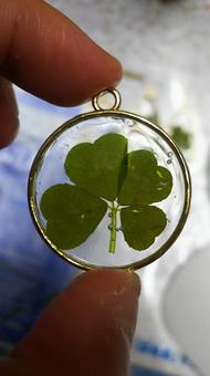 四つ葉のレジンハンドメイド 四つ葉,四つ葉のクローバー,レジンの写真素材