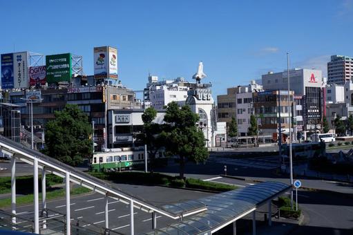 豊橋駅前の風景 豊橋駅,東海道線,東海道新幹線の写真素材