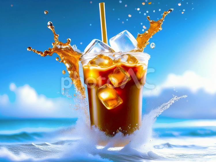 夏のアイスコーヒー_AS000008 コーヒー,アイスコーヒー,ブラックコーヒーの写真素材
