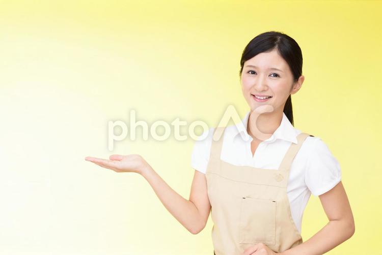 案内する笑顔の女性 女性,女,主婦の写真素材