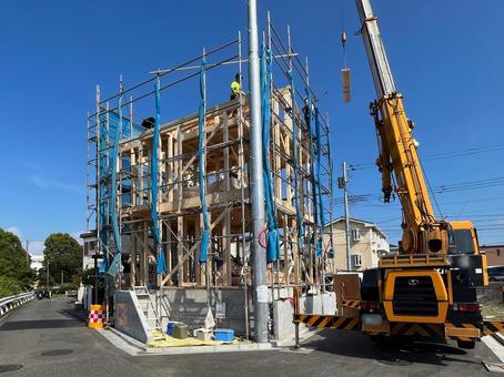 木造住宅の上棟工事 木造住宅の上棟工事 上棟,上棟工事,棟上げの写真素材