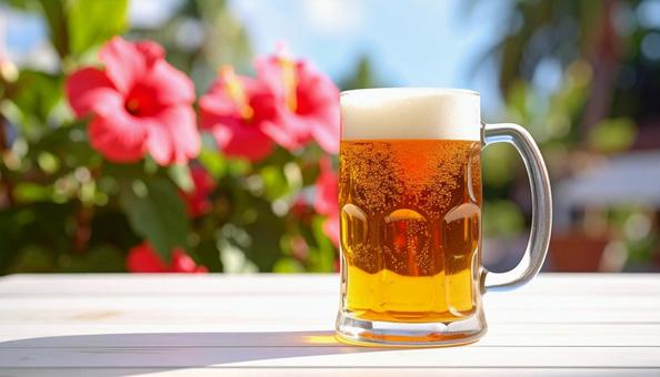 ビールとハイビスカス ビールとハイビスカスの写真