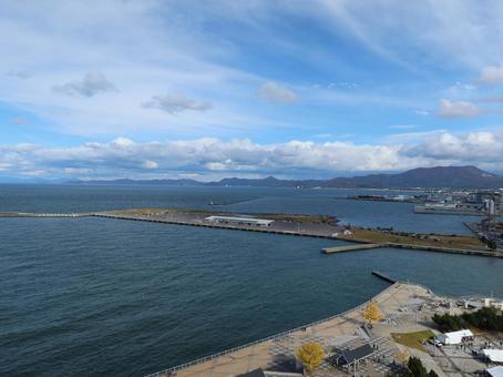 アスパム 展望台からの眺め 北東側 青森県観光物産館,アスパム,13階の写真素材