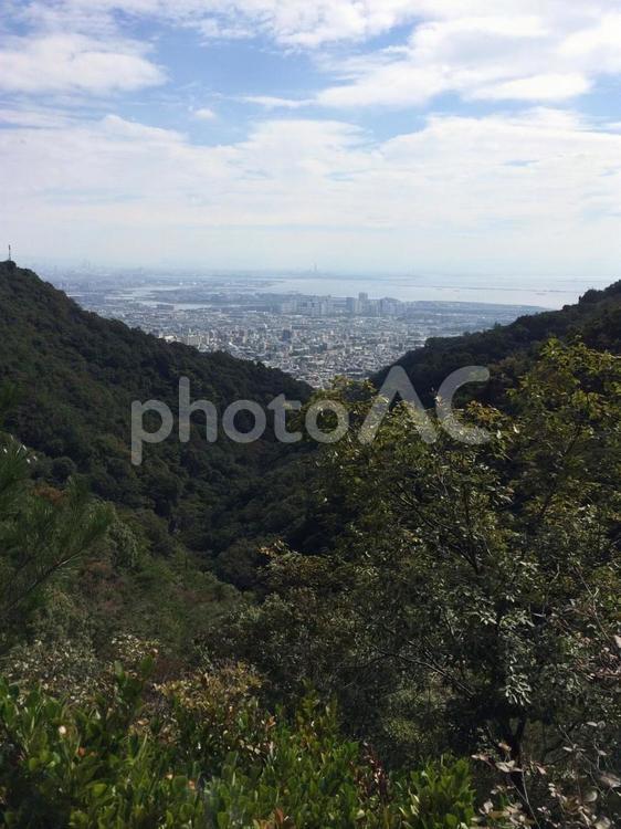 上から見える景色 六高山,登山,山登りの写真素材