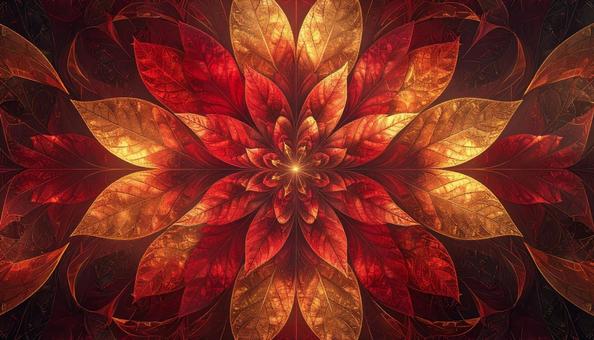 赤と金の紅葉花 赤と金の紅葉花の写真