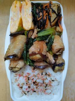 Pork belly and eggplant meat wrapped lunch box!, JPG