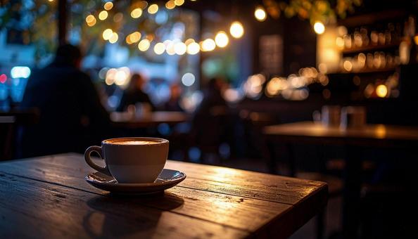 落ち着いたカフェで一息コーヒータイム 落ち着いたカフェで一息コーヒータイムの写真
